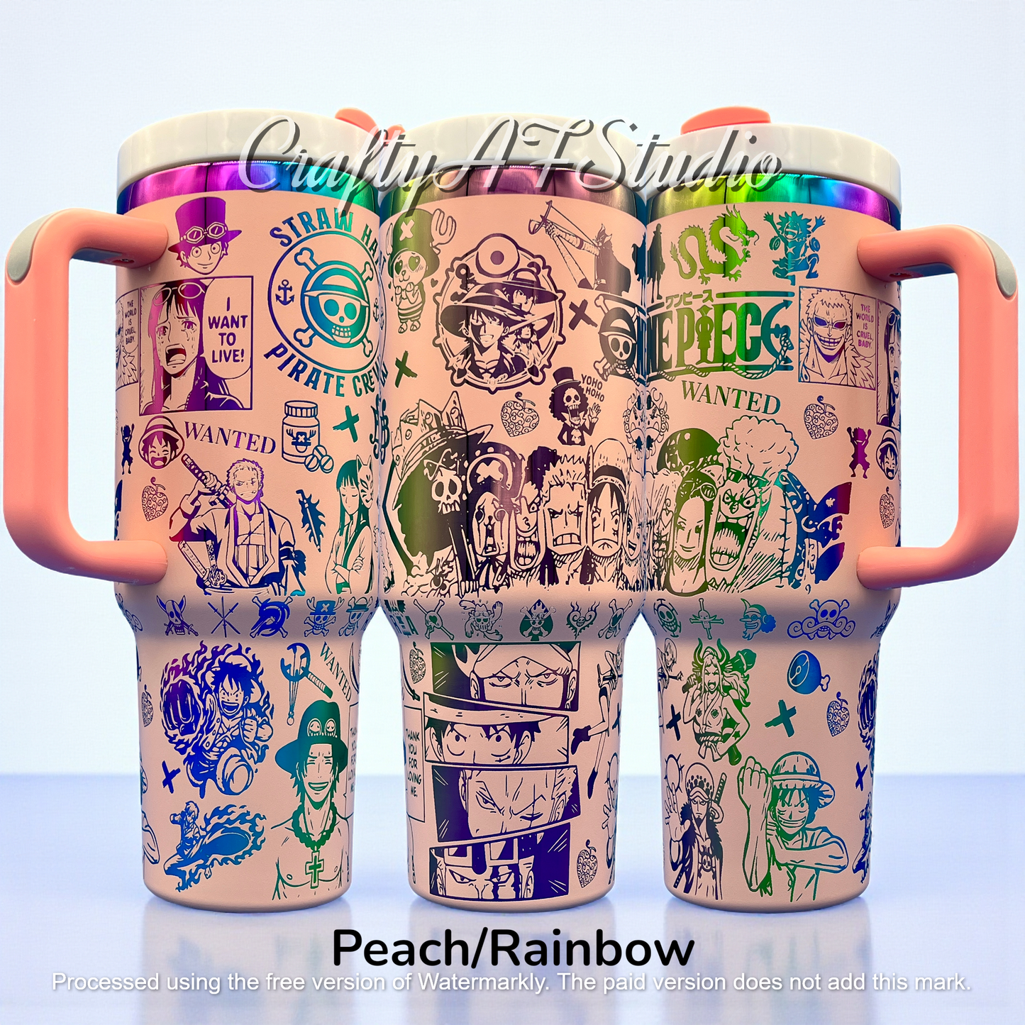 40oz One Piece Anime Series Laser Engraved Tumbler - Straw Hat Pirate Crew