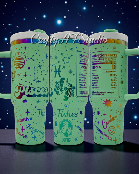 Pisces - Zodiac Astrological signs series Digital File for Laser Engraved Tumblers