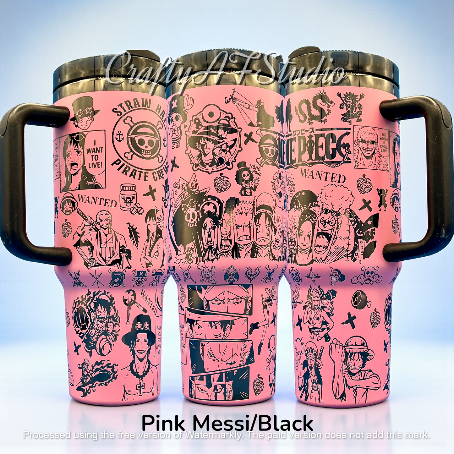 40oz One Piece Anime Series Laser Engraved Tumbler - Straw Hat Pirate Crew