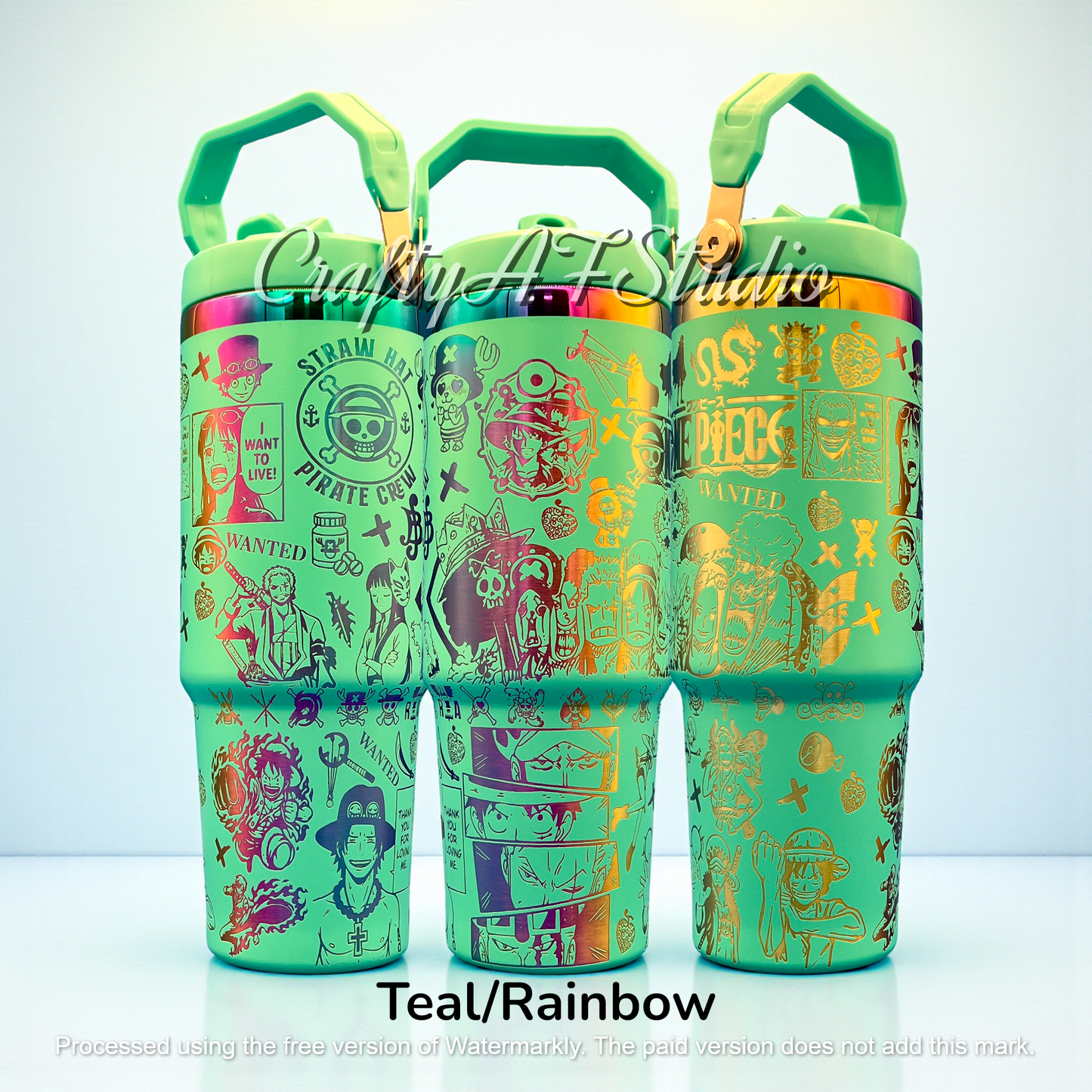 30oz One Piece Anime Series Laser Engraved Tumbler - Straw Hat Pirate Crew