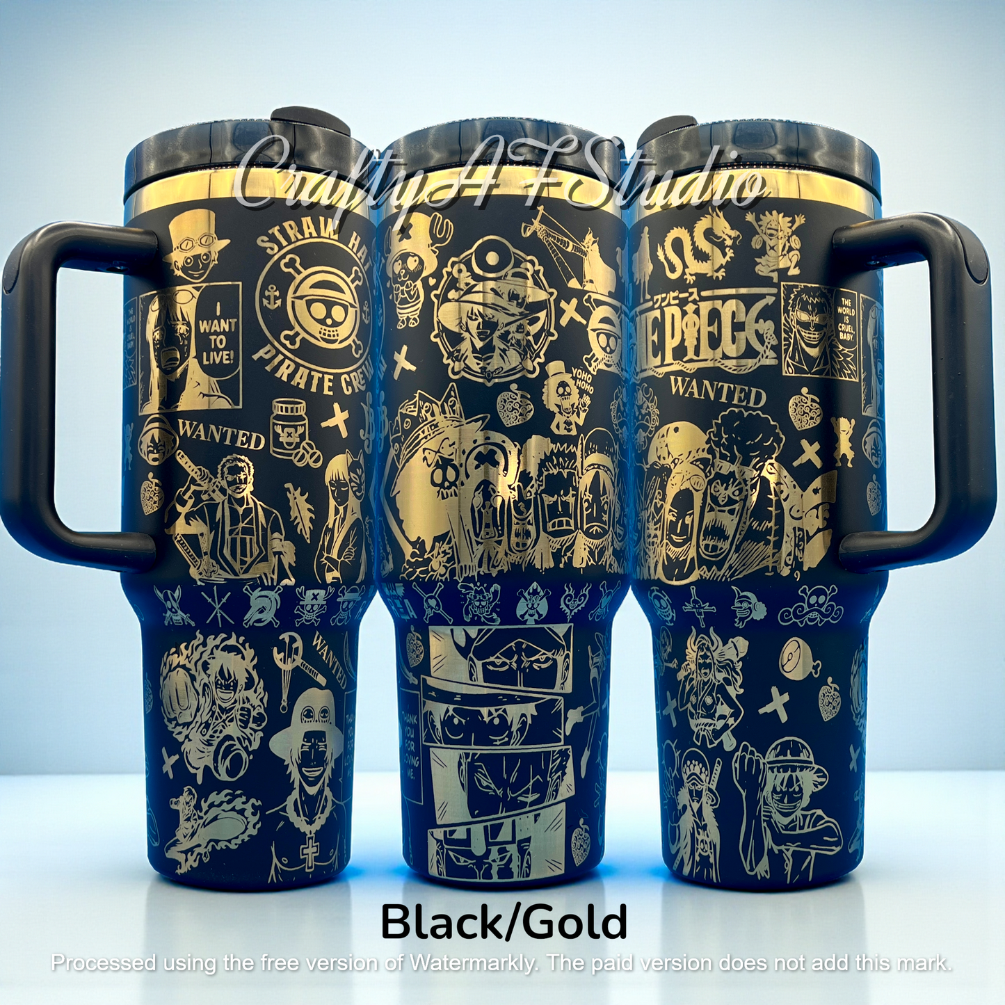 40oz One Piece Anime Series Laser Engraved Tumbler - Straw Hat Pirate Crew