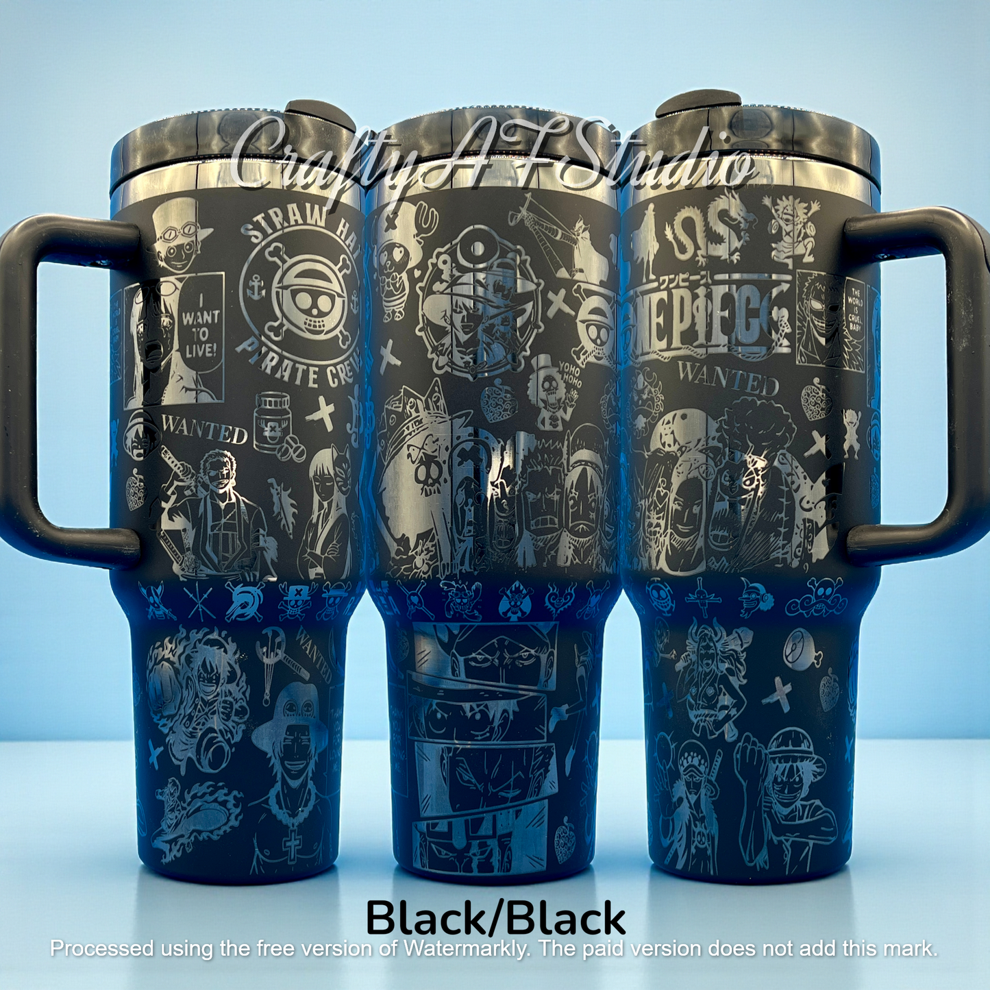 40oz One Piece Anime Series Laser Engraved Tumbler - Straw Hat Pirate Crew