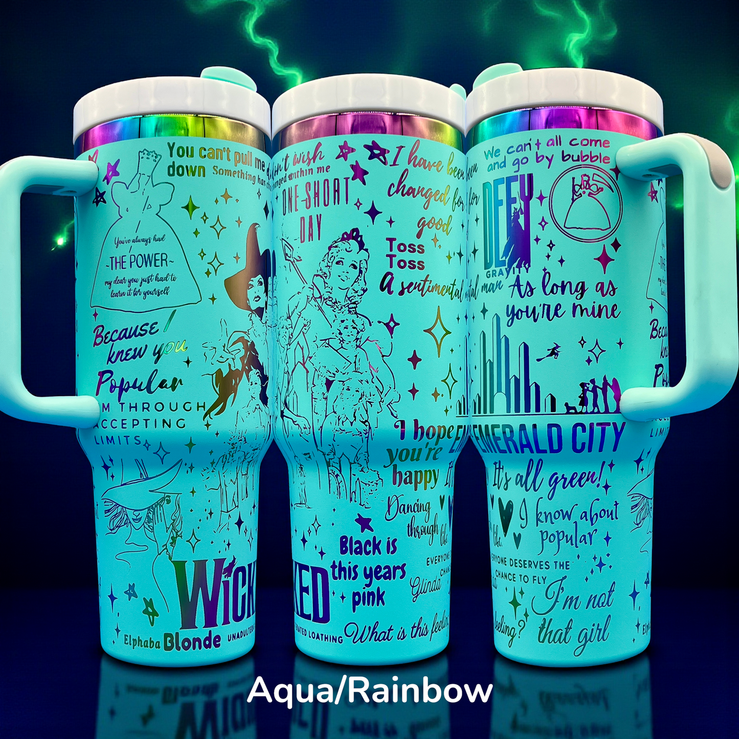 Defying Gravity Wicked laser Engraved Tumbler 40oz