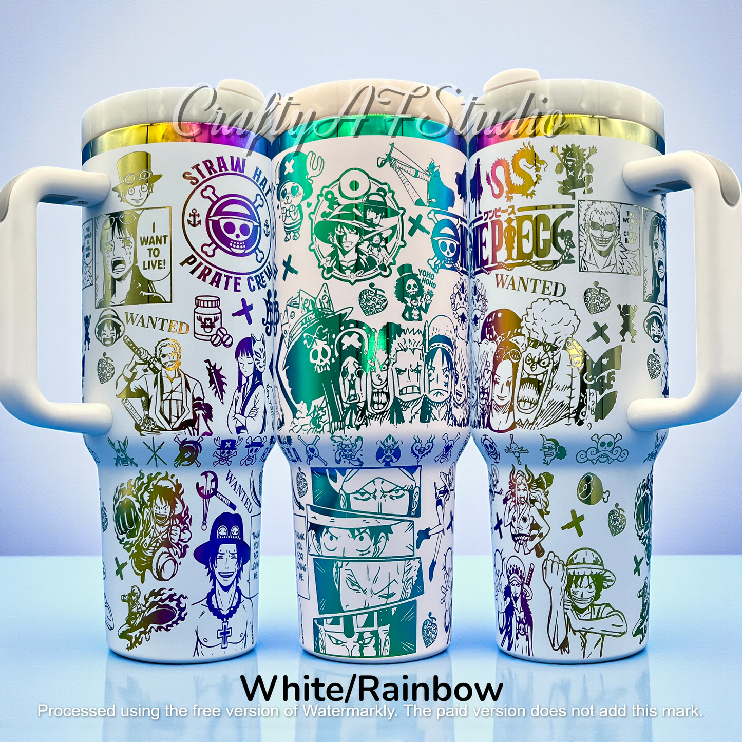 40oz One Piece Anime Series Laser Engraved Tumbler - Straw Hat Pirate Crew