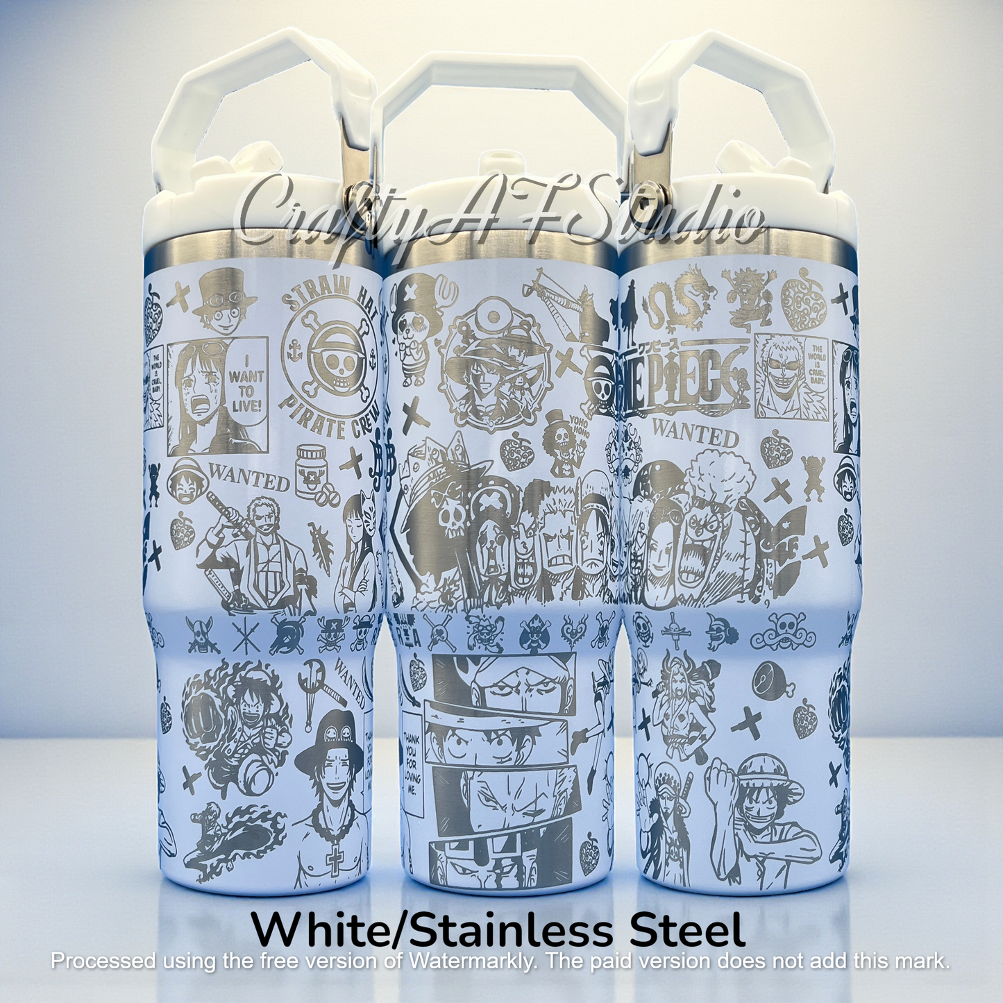 30oz One Piece Anime Series Laser Engraved Tumbler - Straw Hat Pirate Crew