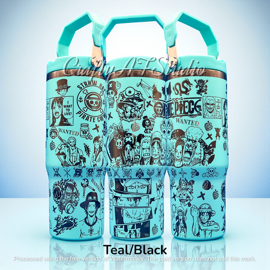 30oz One Piece Anime Series Laser Engraved Tumbler - Straw Hat Pirate Crew