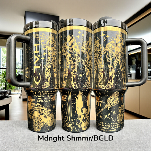 40oz Master Chief Game themed Laser engraved tumbler