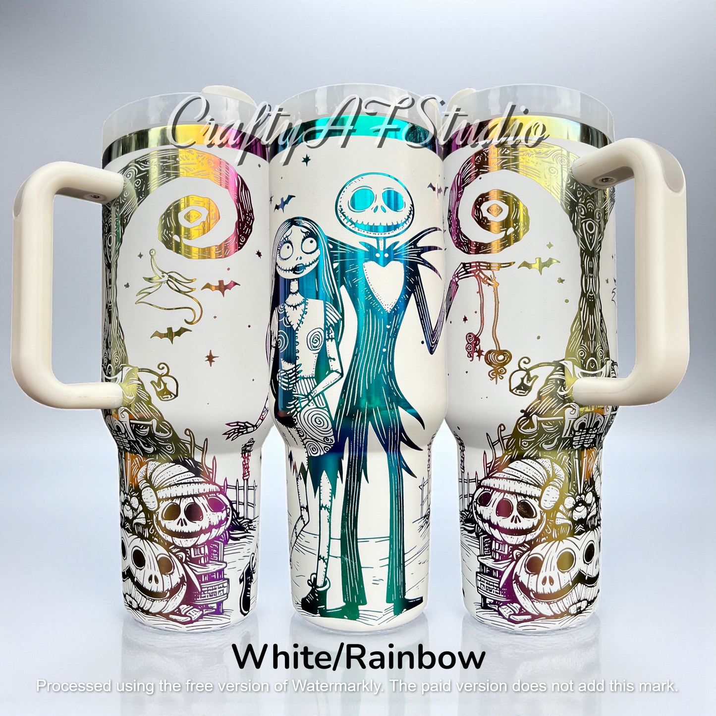40oz Jack and Sally NBC nightmare x-mas laser engraved tumbler