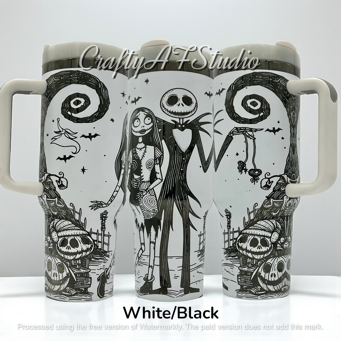 40oz Jack and Sally NBC nightmare x-mas laser engraved tumbler