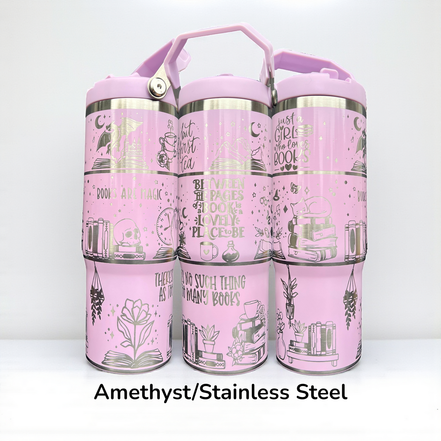 30oz Books are Magic laser engraved tumbler Fantasy Romance romantasy All Ages
