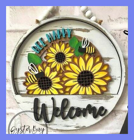 Farmer's Market and Bees Swappable Round Door Hanger