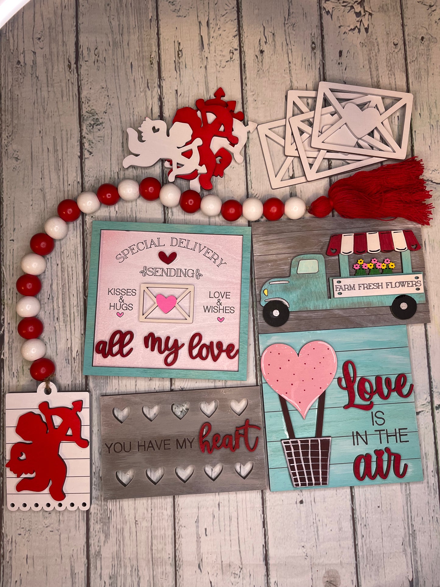 Farmhouse Truck Air Balloon Valentine Tier Tray